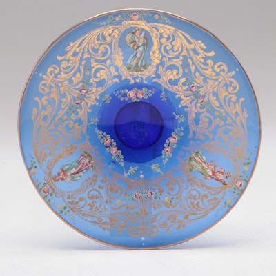 Moser Gilt and Enamel Decorated Cobalt Glass Plate, Late 19th/Early 20th Century