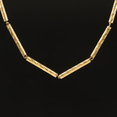 Sterling Diamond Cut Bar Link Necklace