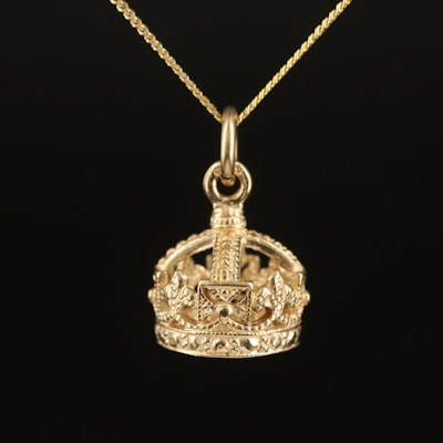 9K Crown Pendant Necklace