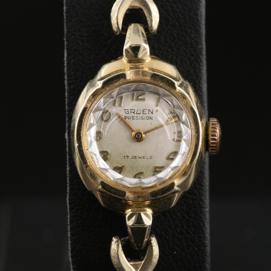 14K Gruen Stem Wind Wristwatch, Circa 1935