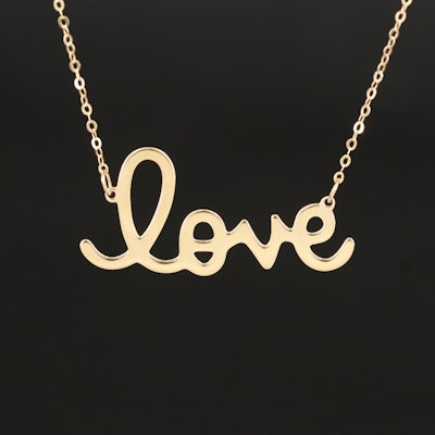 Italian 14K Love Nameplate Necklace
