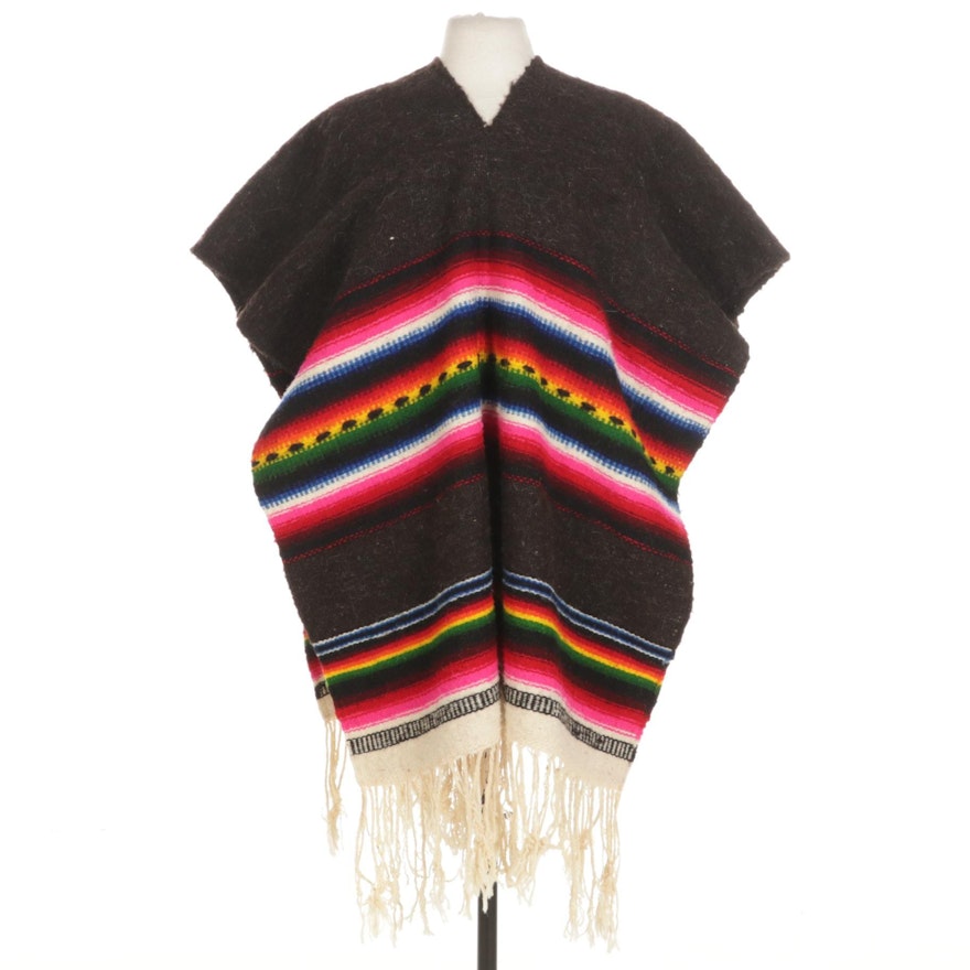 Handwoven Mexican Wool Sarape Poncho