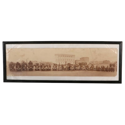 Atlantic City Fire Department Panoramic Photograph in Wooden Frame