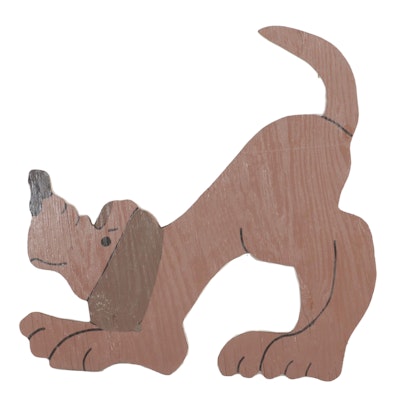 Hand-Painted Plywood Cut Out Firehouse Dog