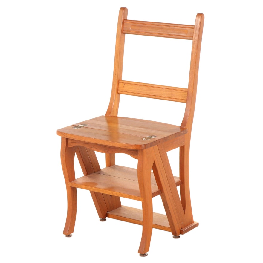 Convertible Ash Library Ladder Chair, Late 20th Century