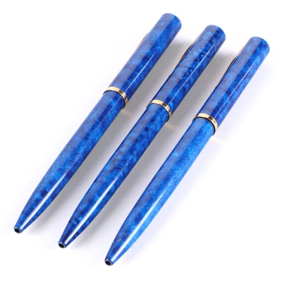 Waterman Blue Marble Resin Retractable Ballpoint Pens
