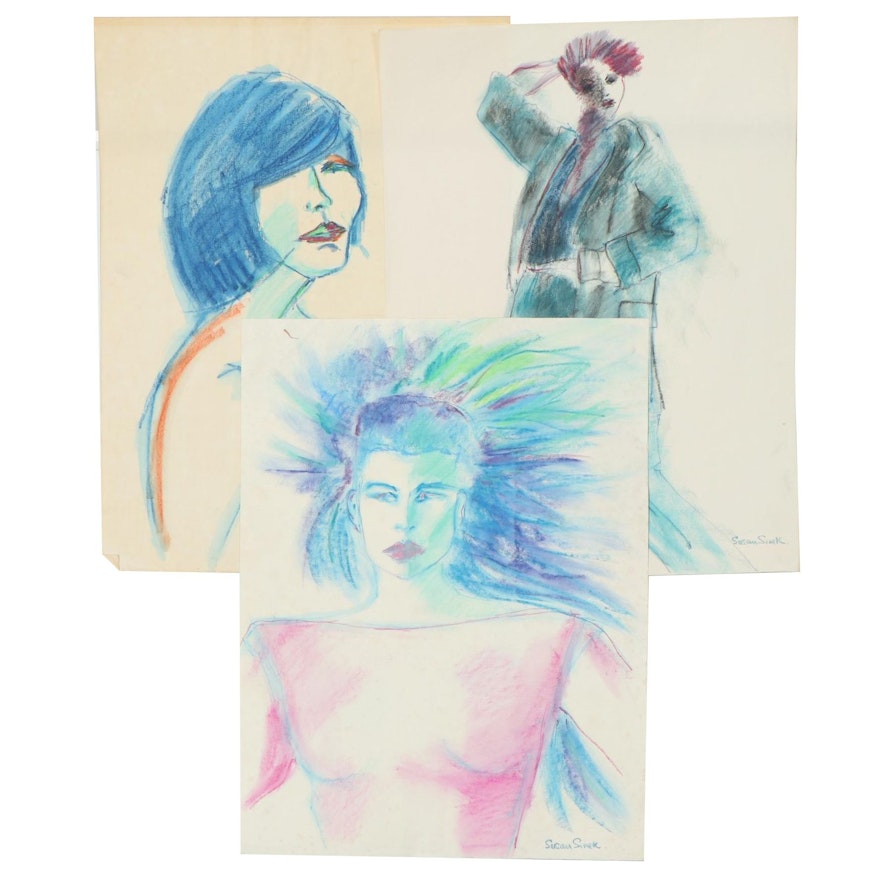 Susan Sinek Pastel and Wash Fashion Drawings