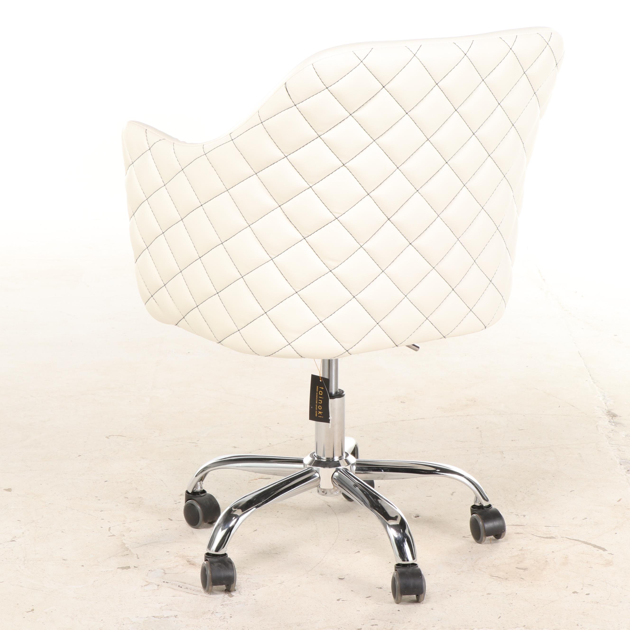 Tainoki Fine Furniture Chrome and FauxLeather Adjustable Swivel Desk