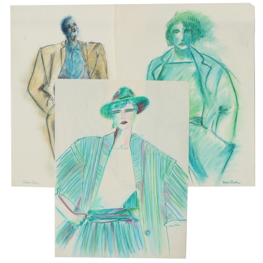 Susan Sinek Pastel and Wash Fashion Drawings