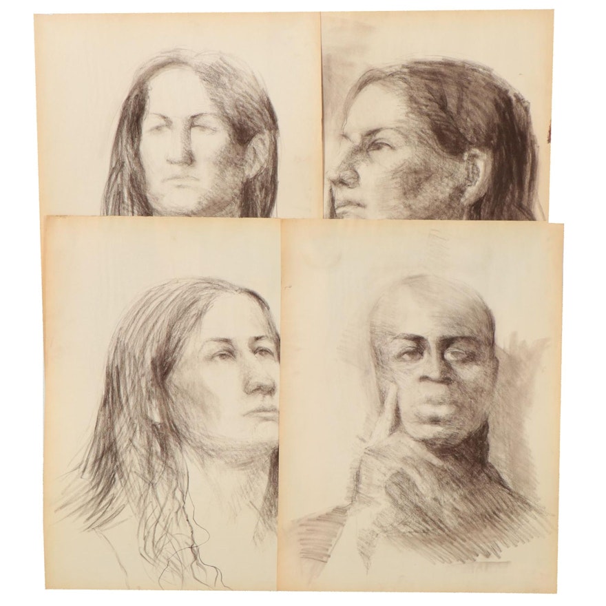 Shirley Resnick Portrait Study Charcoal Drawings