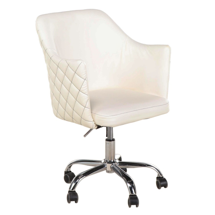 Tainoki Fine Furniture Chrome and Faux-Leather Adjustable Swivel Desk Chair