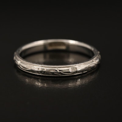 18K Engraved Band with Milgrain Detail