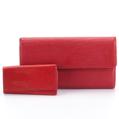 Louis Vuitton Sarah Wallet and Multiclés Four-Key Holder in Red Epi Leather