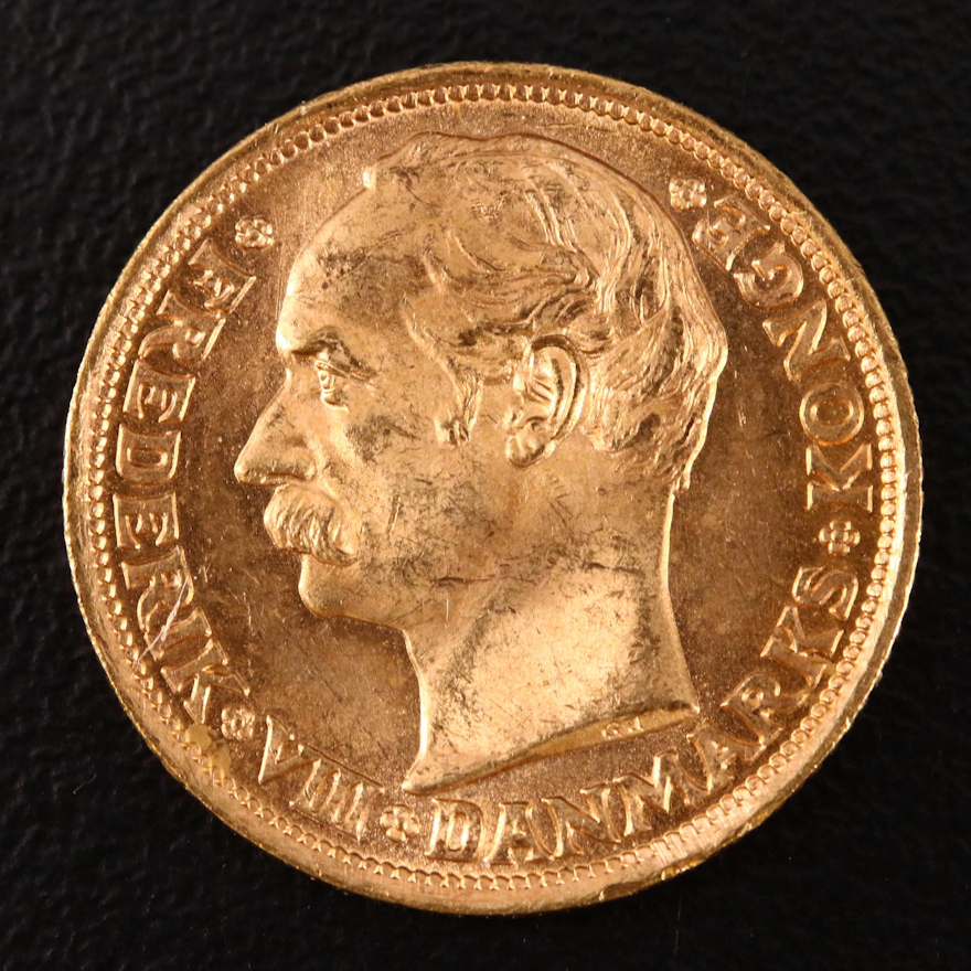 1909 Denmark Ten Kroner Gold Coin