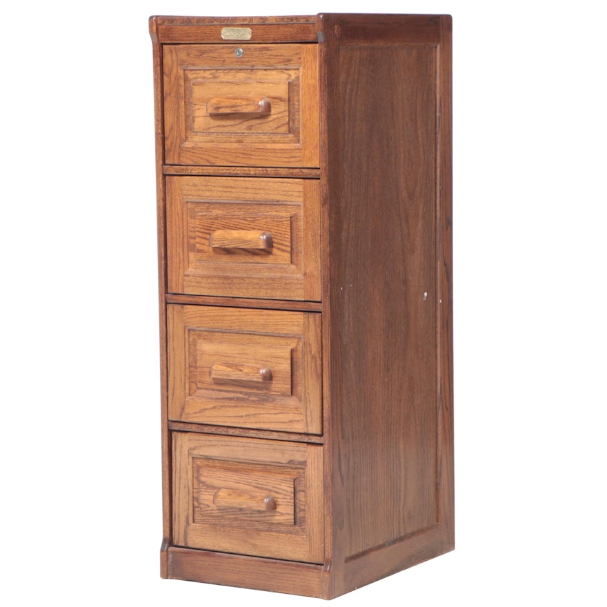 Bentwood Oak Four-Drawer File Cabinet, Late 20th Century