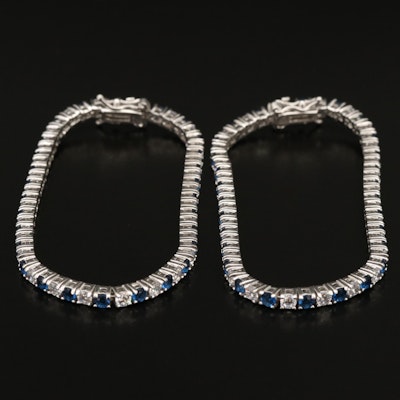 Sterling Cubic Zirconia and Glass Line Bracelets