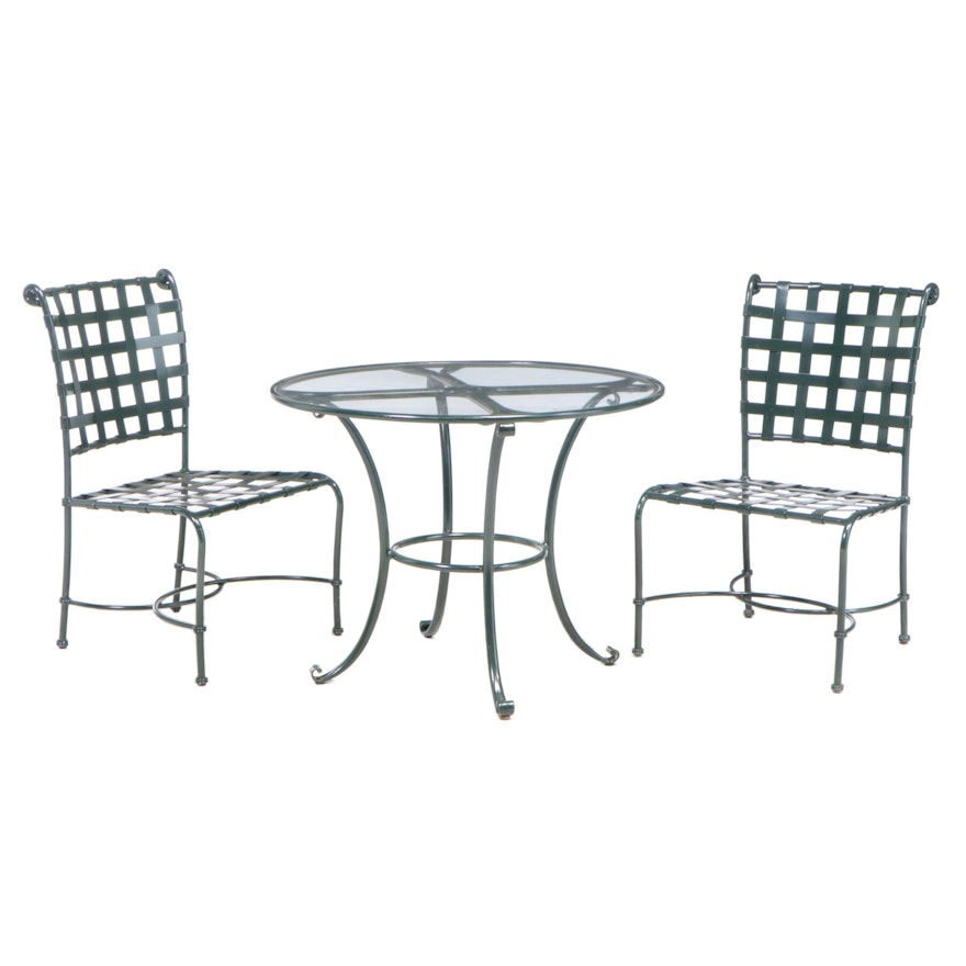 Brown Jordan "Florentine" Green Powder Coated Aluminum Patio Table and Chairs