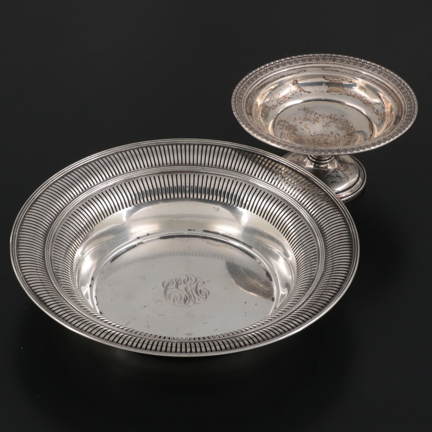 Watson Co. Sterling Serving Bowl with Webster Co. Weighted Sterling Compote