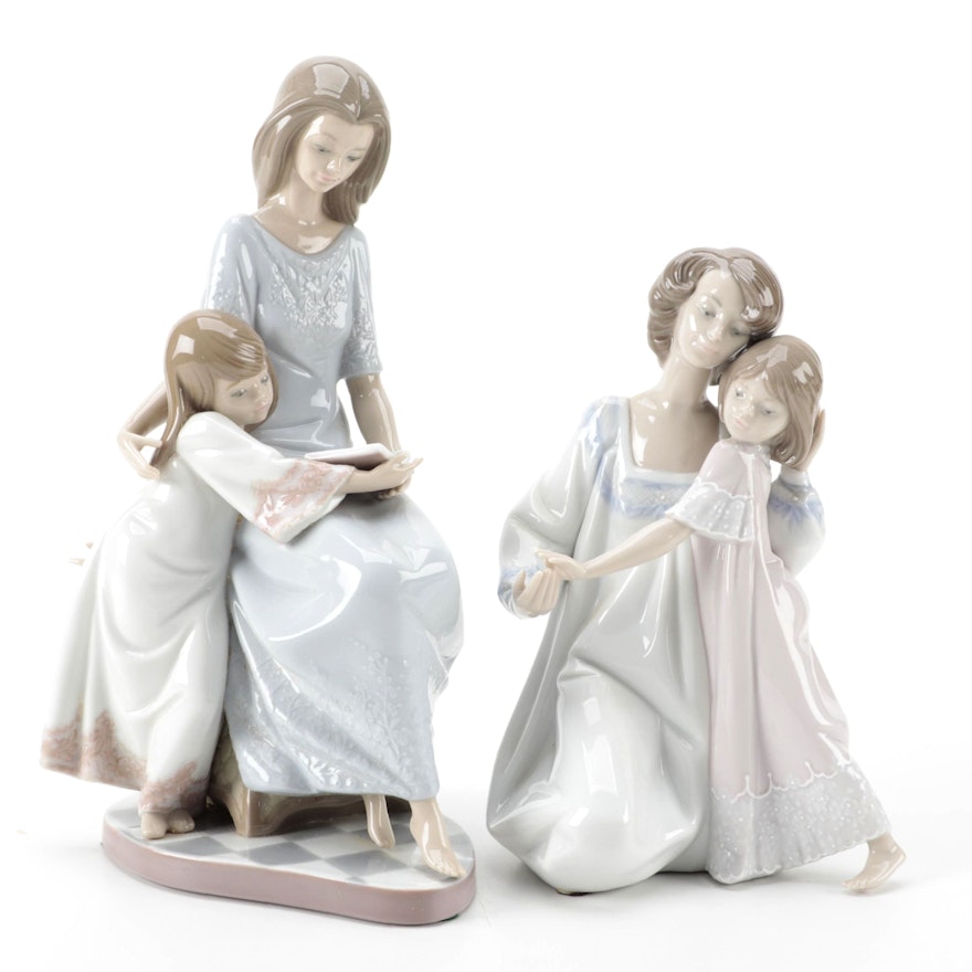 Lladró "Good Night" and "Bedtime Story" Porcelain Figurines