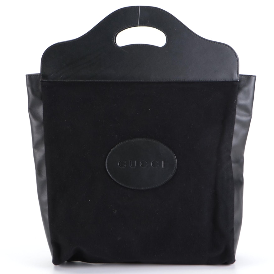 Gucci Tote Bag in Black Leather and Fleece