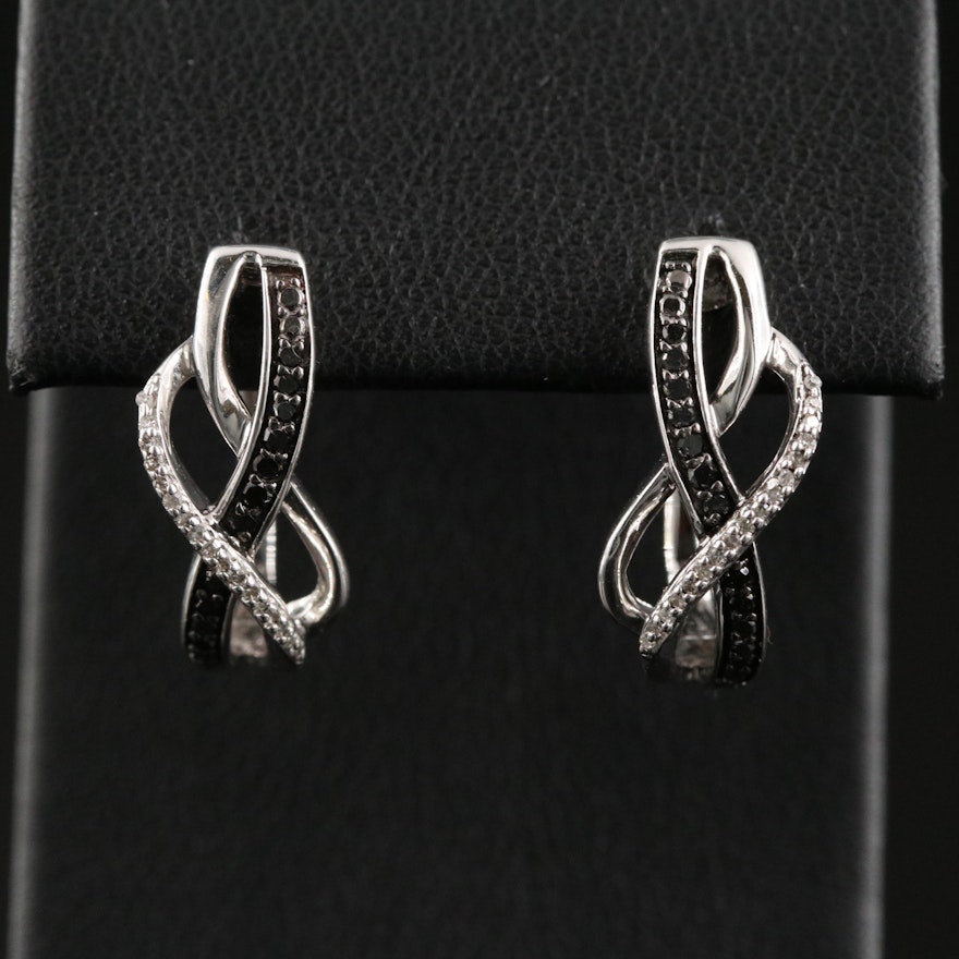 Sterling 0.26 CTW Diamond Infinity J Hoop Earrings