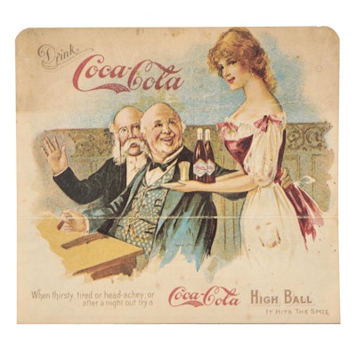 Coca-Cola "High Ball Hits The Spot" Advertising Card, circa 1900