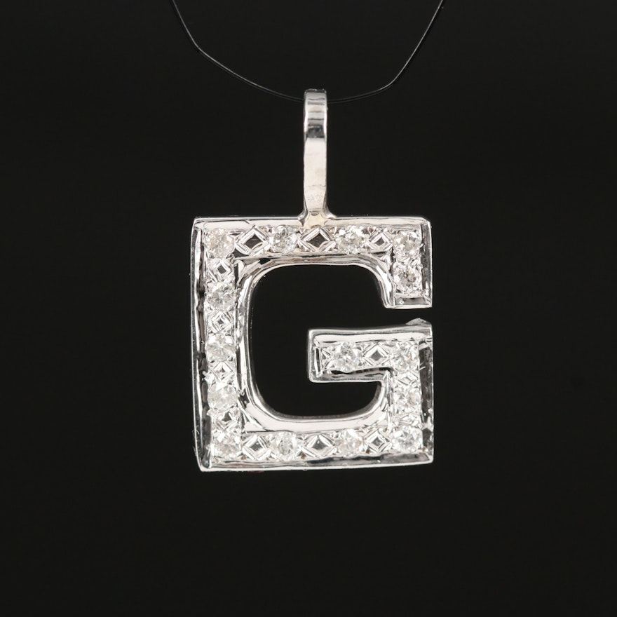 14K 0.24 CTW Diamond "G" Pendant