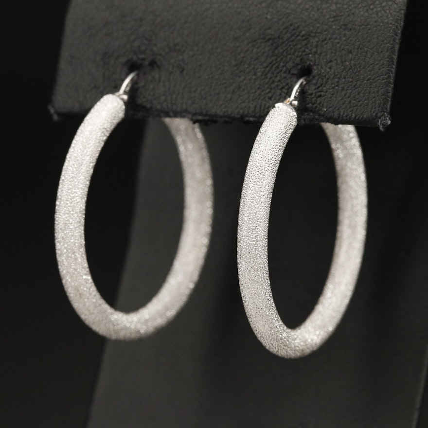 Italian 14K Textured Hoop Earrings