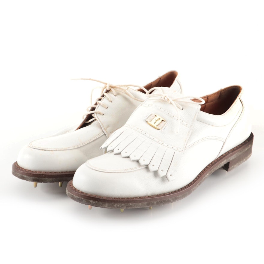Salvatore Ferragamo White Leather Golf Shoes