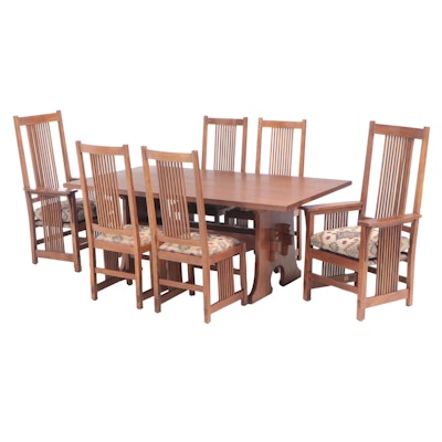 Stickley, Arts and Crafts Style Oak Dining Set