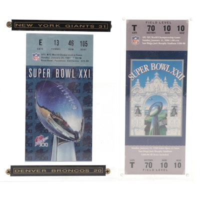 1987 and 1988 NFL Super Bowl Game Football Ticket Stubs