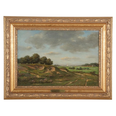 P. J. Den Hartog Oil Painting of Dutch Countryside, Late 19th-Early 20th Century