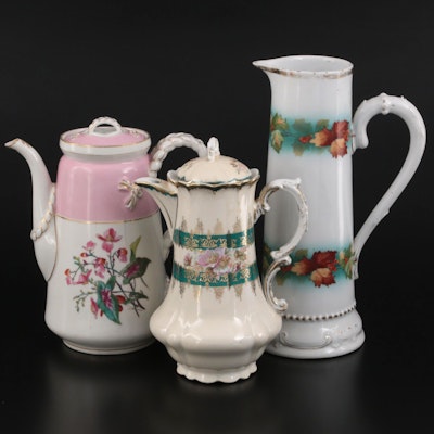 Haviland and Other Hand-Painted Porcelain Coffee Pots and Pitcher