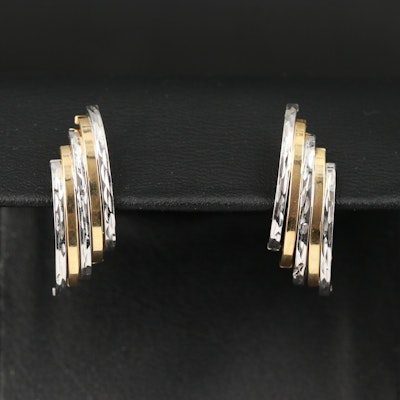 Italy 14K Two-Tone Layered Earrings