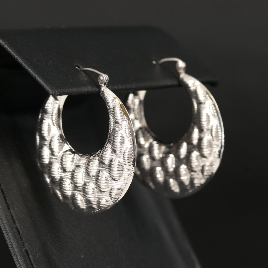 14K Hoop Earrings with Bubbled Design