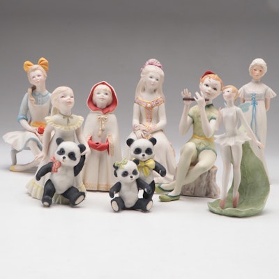 Cybis "Peter Pan", "Rapunzel", "Pollyanna" with Other Cybis Bisque Figurines