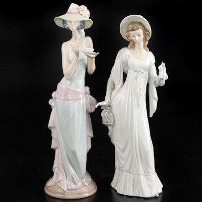 Lladró "Dainty Lady" and "Tea Time" Porcelain Figurines, Late 20th Century
