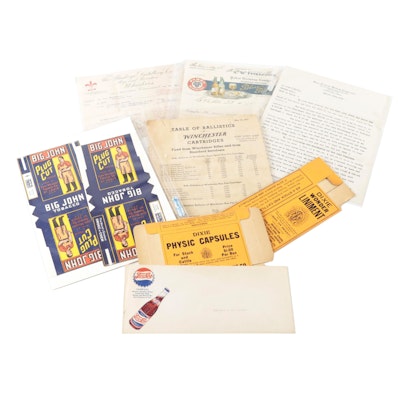 Advertising Ephemera Including Winchester, Pepsi-Cola, and Others, Early 20th C.