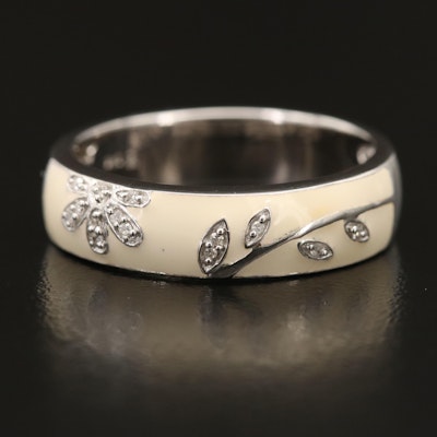 Sterling Diamond and Enamel Floral Band