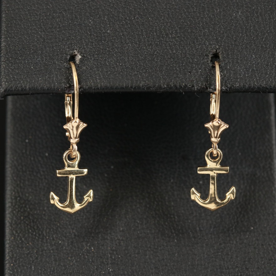 14K Anchor Earrings