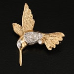 14K Diamond Hummingbird Brooch