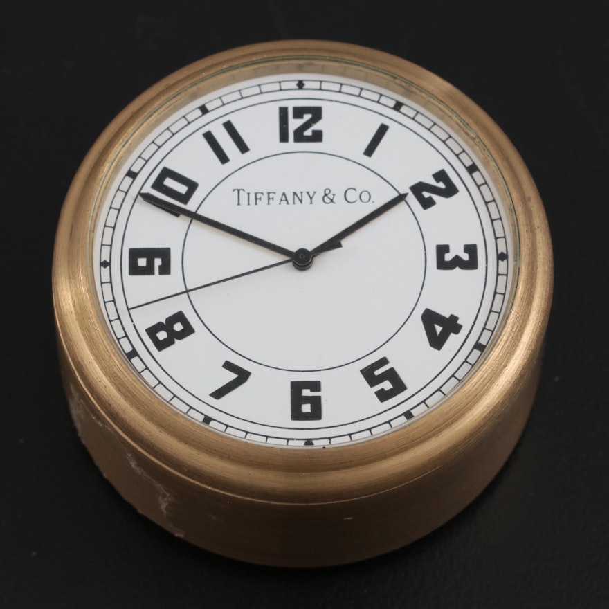 Tiffany & Co. Gold Tone Clock Trinket Box
