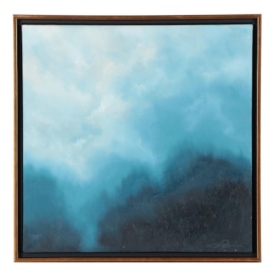 Sarah Brown Oil Painting "Indigo Forest," 21st Century