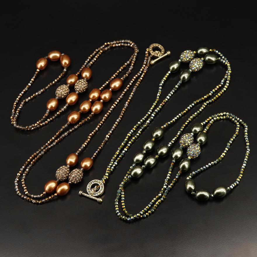 Heidi Daus "Ease & Elegance" Infinite Sparkle Crystal Beaded Station Necklaces