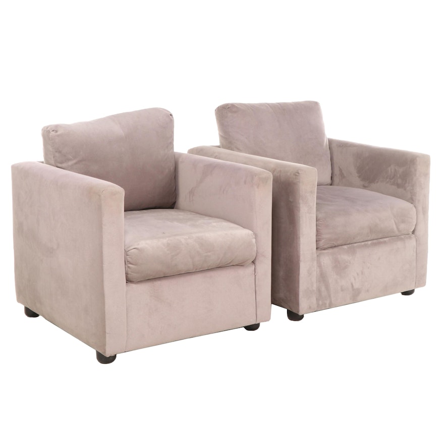 Pair of KFI for Cort "Myron" Custom-Upholstered Club Chairs