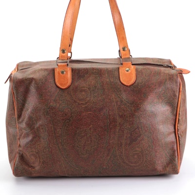 Etro Travel Bag in Paisley Coated Canvas and Leather