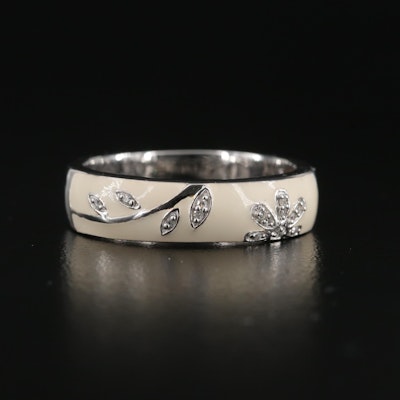 Sterling Diamond and Enamel Flora and Fauna Band