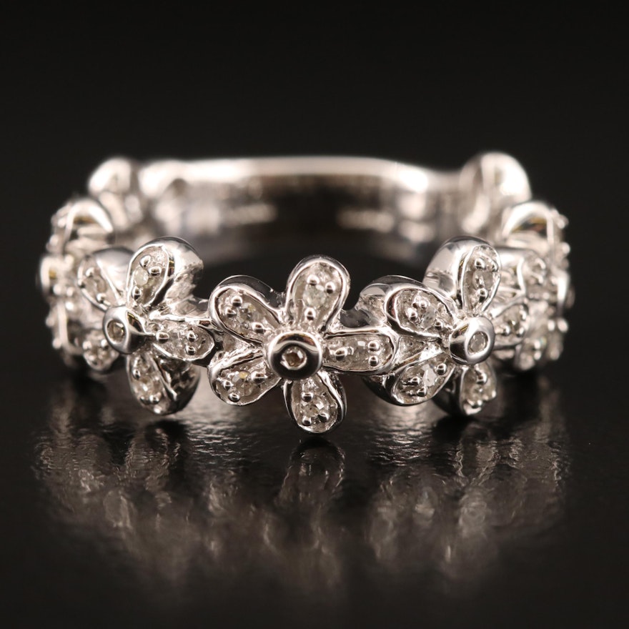 Sterling Diamond Floral Band