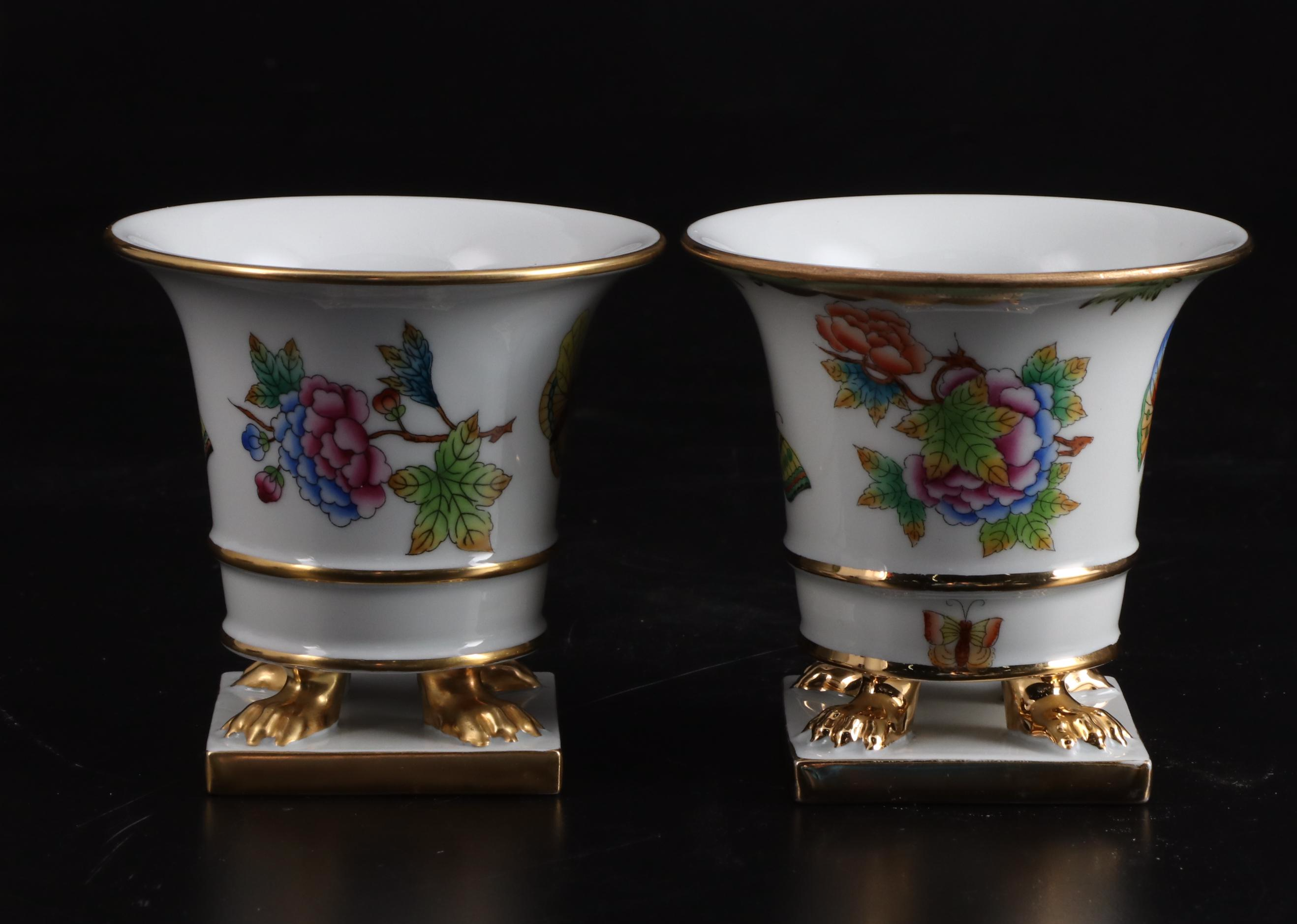 Herend "Queen Victoria" Porcelain Footed Vases EBTH