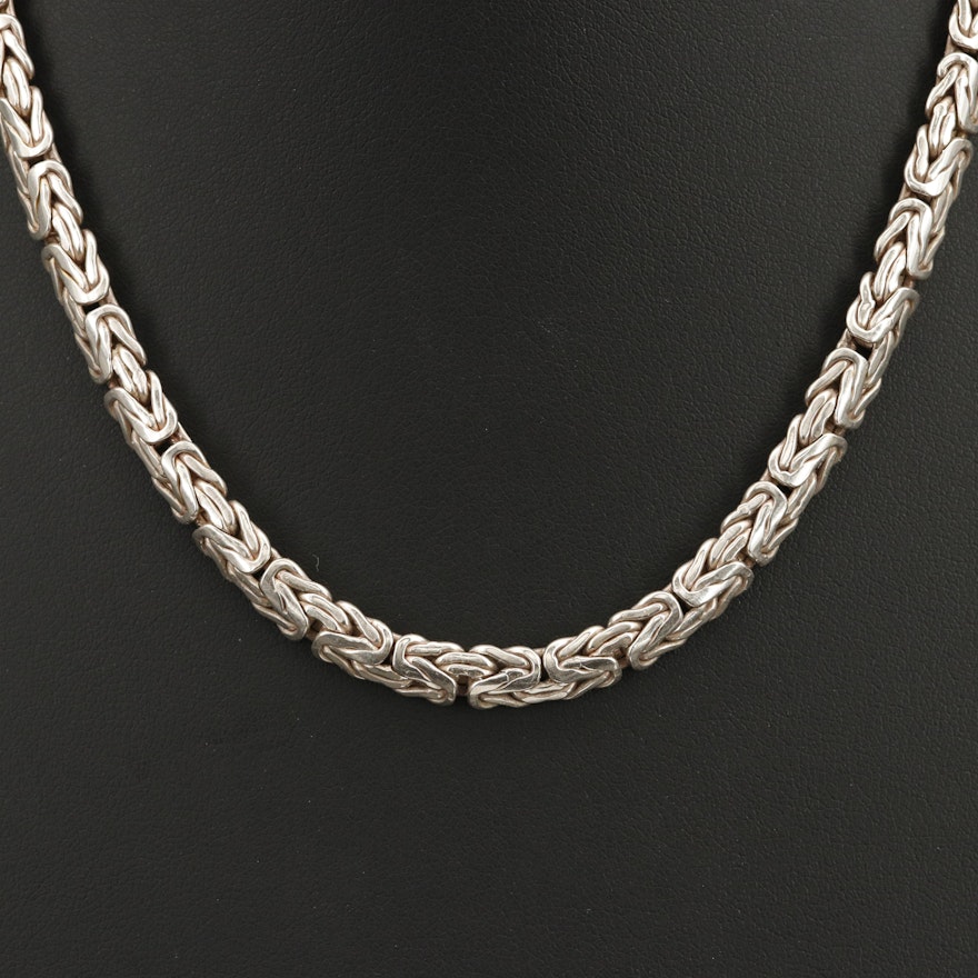 Sterling Flat Byzantine Chain Necklace